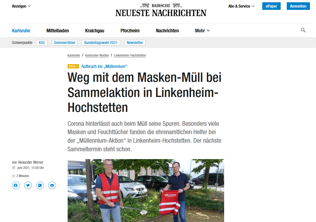 Die BNN berichtet über Müllennium