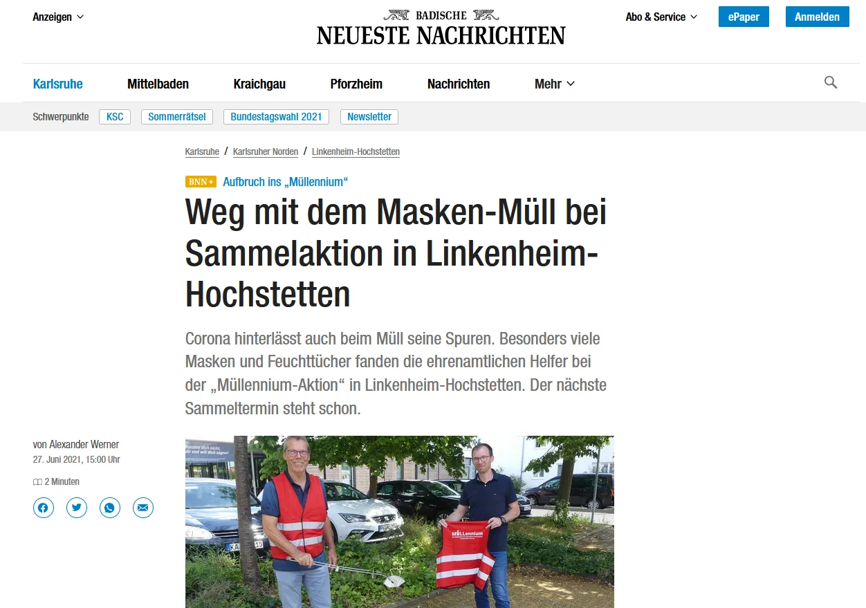 Die BNN berichtet über Müllennium
